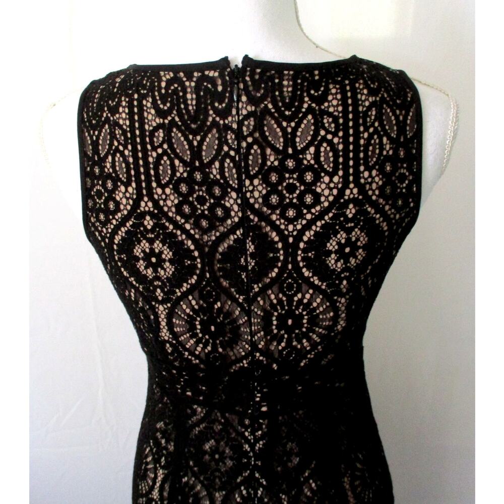 Loft Women's Petite Black Lace Sleeveless Lined Zip Back Dress Size 4P - Picture 6 of 9